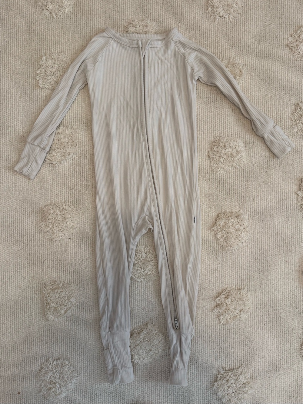 Little Sleepies White Sand Ribbed Zippie 12-18 Months